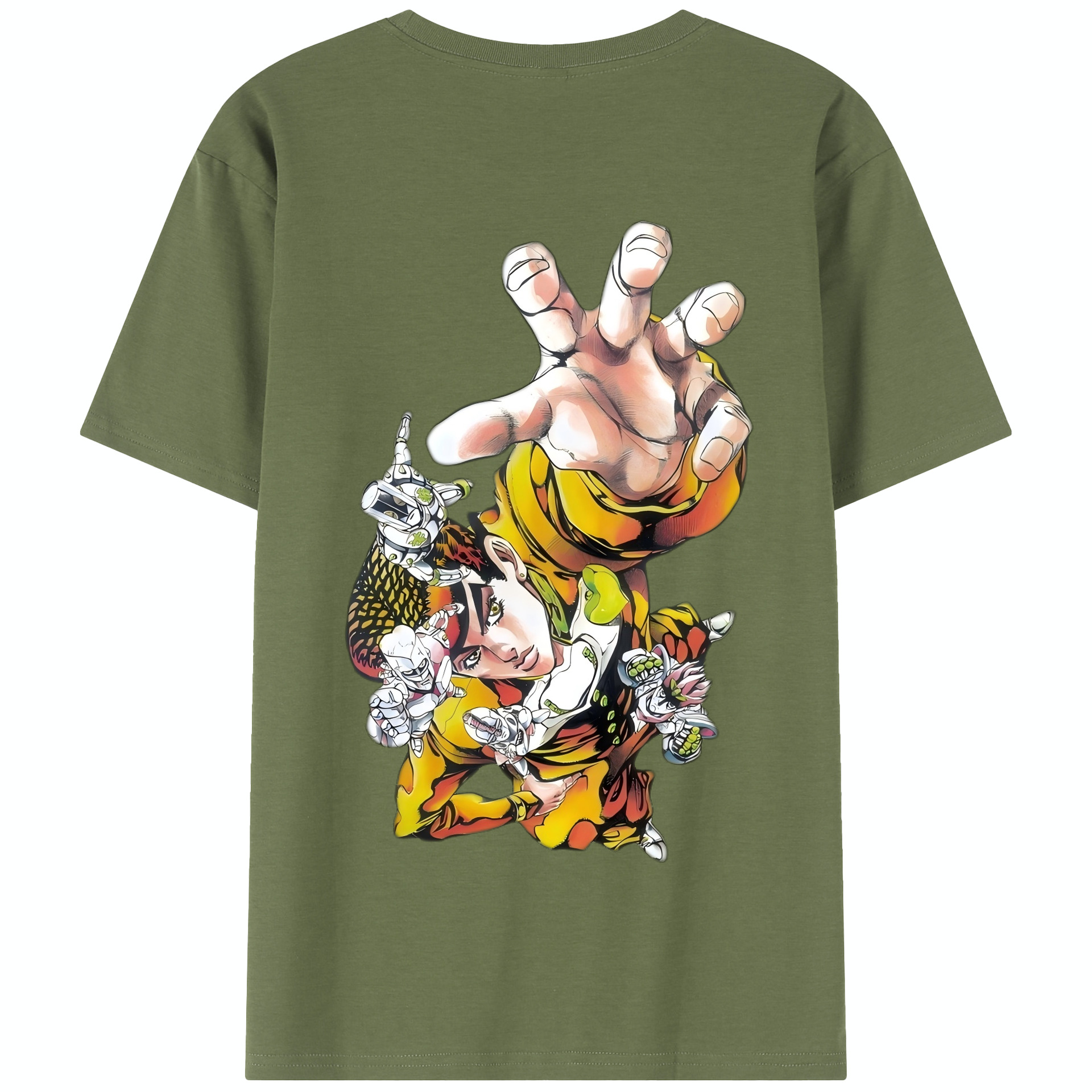 （画像用） ジョジョの奇妙な冒険 ひがしかた じょうすけ JoJo's Bizarre Adventure Higashikata Josuke 綿100％半袖Tシャツ（背面プリント）